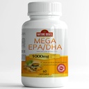 Mega EPA/DHA, Premium kvalitet 60 mykegels, Fish Oil Supplement med EPA & DHA - fremmer hjerte og hjerne helse - ikke-GMO - 60 Services