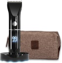 Beard Club trimmer for menn med reisepose - Elektrisk trådløs oppladbar skjegg og hår trimmer - høy effekt 7000 RPM - 8 farger guider 45 Unike trim lengder - reiselås