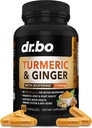 Turmeric Curcumin med BioPerine & Ginger Supplement - 1950mg Organic Tumeric og Curcumin BioPerine Black Pepper Piller - Ginger Supplement 60 kapsler