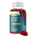 VITEEY Vitamin D3 K2 Gummies - 1000 IU Vitamin D3 og K2 100mcg - Bein og hjerte Helse for voksne og tenåringer - Vegetarisk, Gelatinfri, GMO Gratis - Tett Chewable D3K2 Vitaminer Strawberry Flavored Gummy