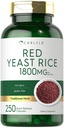Carlyle Rød Yeast Rice Supplement | 1800 mg | 250 kapsler | Ikke-GMO & Glutenfri