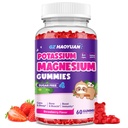 Magnesium Gummier for barn - Magnesium Glycinat Gummier med vitamin D3, B6, Kalium og Ashwagandha, Magnesium for barn og voksne Avslapning, søvn, hjerne og bein helse -Vegan Jordbær 60ct