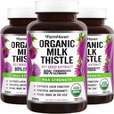 FarmHaven USDA Organic Milk Thistle Capsules ® 30X Konsentrert frø ekstrakt & 80% Silymarin Standardisert - støtter leverfunksjon og generell helse ® Ikke-GMO ® 360 Vegansk kapsler
