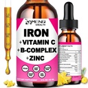 Iron Supplement for kvinner menn og barn, jern vitamin C, A, B-kompleks, vegansk jerndråper høy styrke flytende vitamin og jern kosttilskudd for anemi, rød blodcelle, energi, blodbuilder, gentle