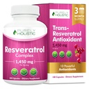 Rent Holistisk Resveratrol 1450mg, 90 Serveringer, Trans-Resveratrol Antioksidant Supplement med vitamin C og polyfenol kompleks, 180 Vegan kapsler