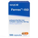 MAJOR Ferrex-150 Polysaccharide-Iron komplekse kapsler 150mg jerntilskudd for kvinner og menn – Gentle på magen – 100 kapsler