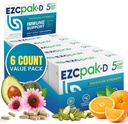 EZC Pak 5-dagers immunsystem Booster med Echinacea, vitamin C, sink & vitamin D - Tapered Immune Support Supplement for voksne - støtter immunitet, enkel reise-størrelse Supplement Pack - (Pack of 6)