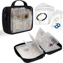Reise smykker Organizer Veske gjennomsiktige smykker Oppbevaring Bok Binder Bag for øredobber, Ringer, halskjede, armbånd, svart