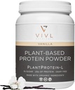 Planteprotein-L Powder Vanilla, Vegansk, Organisk, No Dairy, Ingen Sukker, Ingen Gluten, Keto, Lavkarbohydrat, Rene ingredienser, Lav Fodkart, for menn og kvinner, 25g, 27 Serveringer, 33oz