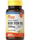 Sundance Mini Fish Oil Softgels 1340 mg | 60 greve | Kontroller Fisk Burps | Premium styrke formel med Omega-3 | Naturlig sitronflavor | Ikke-GMO og Glutenfri supplement