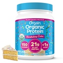Orgain organisk vegansk proteinpulver, bursdagskake - 21g plantebasert protein, 7g prebiotiske fiber, lavnettkarbohydrat, ingen saltvannsingredienser, Ingen tilsatt sukker, ikke-GMO, for rister og smoothies, 1,02 lb
