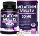 Melatonin 30mg Tabletter for voksne (240 tabletter) - Rask oppløselig tablett med 30 mg Melatonin per tablett - Glutenfri, ikke-GMO, 100% vegetarisk, & Great Tasting - Blandet Berry Flavor - laget i USA