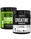 Jacked Factory NITROSURGE Pre Trening Supplement - øyeblikkelig styrke gevinster og intense pumper (30 Serveringer, Sour Peach Rings) & Kreatin Monohydrat for muskelvekst (30 Serverer, Uslavored)