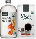Naturlig Force Organic Ground Clean Coffee + Økologisk ren C8 MCT Olje Bundle - 100% C8 MCTs & Mold & Mykotoksin Gratis kaffe – Ikke-GMO, Keto, Paleo og Vegan - 10 Oz Bag og 32 Oz Glass Flaske