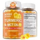 Gummier 1000mg w/MCT olje C8 C10, organisk antioksidant, gurkemeie curcumin Supplement med svart pepper ekstrakt, støtte komfort, økt energi, ultra absorpsjon, sukkerfri, 60 Cts
