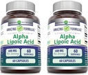 Amazing Formler Alpha Lipoic Acid | 600 Mg Per Serving Supplement | Kapsler | Ikke-GMO | Glutenfri | Laget i USA (60 | 2 Pack)