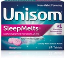 Unisom SleepMelts, Natt søvnhjelp, Diphenhydramine HCI, 24 tabletter, 25 mg