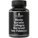 Biotin (5000mcg), keratin, kollagen, hestehale, så Palmetto – 5-i-1 hårvekst Supplement og vitaminer for kvinner og menn, DHT Blocker Kapsler for tynning - hårvekstvitaminer
