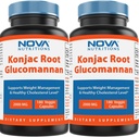 Nova Nutritions 2 Pack Konjac Root Glucomannan Kapsler 2000 mg/Serving Veggie Caps 180 greve (Totalt 360 Kapsler)