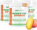GOBIOTIX Super Grønn og Rødt pulver - Rød og grønn Superfood - Probiotiske Supplement - Digestive Enzymer og Beet Root Powder - Økologisk Hele Mat Kosttilskudd (Mango, 3 Pack)