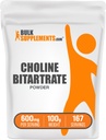BulkSupplements.com Choline Bitartrate Powder - Choline Supplements - Unflavored & Glutenfri, 600 mg per servering, 100g (3,5 oz) (Pack of 1)