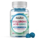 Hyaluronsyre Gummies, Hyaluronsyre kosttilskudd med vitamin C & Biotin 5000mcg for hud, hår, negler helse, ledd kosttilskudd for kvinner og menn, lav sukker, vegansk, ikke-GMO, 60 greve