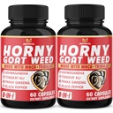 BMVINVOL (2 pakker) Horny Goat Weed kapsler med Maca, Tribulus, Ginseng. Ashwagandha,Tongkat Ali - 8-i-1 for støtteenerginivå