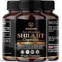 Himalayan Shilajit Kapsler - 100% ren og naturlig 90 Vegan piller - Gull klasse velvære, energi og vitalitet Supplement for menn og kvinner - Grad A Shilajit rik på fulvic & Humic Acid