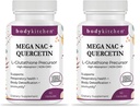 Body Kitchen Mega NAC (N-Acetyl Cysteine) 600 mg med Quercetin, støtter pustende helse og immunfunksjon og fremmer lever og nyre Detox, Veggie Caps, (Pack of 2)