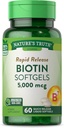 Naturens sannhet Biotin 5000mcg | 60 mykgels | Ikke-GMO & Glutenfri kosttilskudd for menn og kvinner