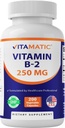 Vitamatisk vitamin B2 (Riboflavin) 250 mg - 200 kapsler støtter cellulær energi og rød blodcelleproduksjon