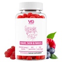 VITA GLOBE Hår, hud og negler + collagen gummies – 20 mg med vitaminer A, C, D, E, B6 & Biotin | Skjønnhet og velvære Supplement for sunn hårvekst, strålende hud og sterke negler – 60 tall (pakke med 1)