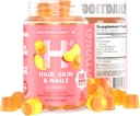 Helse ved habithår, hud og negler Supplement (60 gummier) - 2500mcg Biotin, vitamin C, vitamin E, sterk negler, ferskenflavor, vegansk, glutenfri, ikke-GMO
