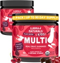 Llama Naturals Kids Multivitamin Gummies, Vegansk, Organisk med vitamin D, C & K, Toddler Ekte frukt Gummy vitaminer, Chewable Supplement, Hele maten Multivitamin, Ingen tilsatt sukkerrør, Cherry, 2 stk