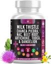 Melk Thistle NAC Chanca Piedra Beet Root Artichoke Dandelion Root-Liver Supplement pluss Astragalus TUDCA Choline & Ginger- 60 Count