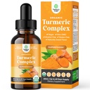 Organisk gurkemeie flytende dråper for voksne - gurkemeie curcumin med svart pepper, kanel og ginger ekstrakt væske for leddsmerter, mobilitet og betennelse - curcumin drops for immunstøtte - 60 ml (2oz)