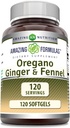 Amazing Formeler Oregano Olje med Ginger & Fennel Supplement | 120 Softgels | Ikke-GMO | Glutenfri | laget i USA