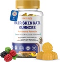 Premium hår og negler Gummies – 5000 Mcg Biotin Vegansk vitaminer for menn og kvinner – fremmer sunn hårvekst, sterke negler, strålende hud – 10X ekstra styrke - Blåbær Flavour