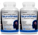 NeuroShield, Brain Supplement et nootropisk hjerneforsterker og minne Supplement, Inneholder Huperzine A, Ginko Biloba, Bacopa Plus Antioksidanter for hjernehelse, multi-ingredienser, 2 flasker, 180 kapsler