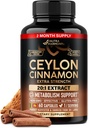 Ceylon kanelkapsler - Extra styrke - energi hjerte og metabolisme støtte for menn og kvinner - ren naturlig kanel 20:1 ekstrakt supplement - GMO & glutenfri - laget i USA - 60 kapsler 2 måned