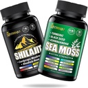 Sjø Moss og shilajit Bundle - 90 Grev - Sjø Moss, Svart Seed Oil, Ashwagandha, Turmeric & Shilajit, Burdock, Bladderwrack 21 i 1 Kosttilskudd (2 Pakker) Brown-2