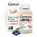 Genexa Kids' Clean Cough & Chest Congestion Medisin, Dye Gratis, 0% Kunstige Additiver, Multi-Simptom Cough Syrup for barn 4-11, Cough Supresant & Forventning, Organic Blueberry Flavor, 4 fl oz