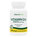 NaturesPlus vitamin D3 (Cholecalciferol) - 2500 iu, 90 Softgels - Bone Helse, Helse og immunsystem støtte Supplement, Biotilgjengelig aktiv form - Glutenfri - 90 Serveringer