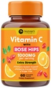 Vitamin C 1000mg Chewable Supplement - Ekstra styrke immunstøtte Vitamin C Dietary Supplement med Rose HIPS, Naturens VitaminC Antioksidant Support, Naturlig, Vegansk, Orange Flavor - 60 tabletter