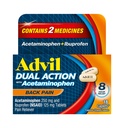 Advil Dual Action Rygg Smerte Caplets leverer 250 mg Ibuprofen og 500 mg Acetaminophen per dose i 8 timers ryggsmerter Relief - 18 greve
