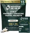 Næring på Go Whey Protein Isolere pakker med kreatin – 25g Protein + 5g Kreatin – Single-Serve Reise Protein pulver – Vanilla (15-Pack)