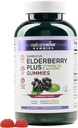 NatureWise Sambucus Elderberry Gummies - immunstøtte Supplement for barn i alderen 4+ & voksne med vitamin C, D3, sink - Elderbær tilsvarende 3520mg - Vegan, ikke-GMO - 180 greve[90-dagers forsyning]