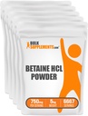 BulkSupplements.com Betaine HCl pulver - Betaine Hydrochloride Supplement, Betaine pulver - Betaine 750 mg, Digestiv Helse Support - Glutenfri, 750 mg per servering, 5kg (11 lbs)