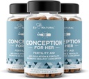 Konseptfertilitet Kosttilskudd for kvinner 3-Pack Bundle - Bidrar ovulering, Hormonal Balance, & Regulære sykluser - Prenatal vitamin støtte med Myo-Inositol, Folat, Folinsyre, Vitex - 180 Kapsler