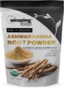 Amazing Food Ashwagandha Root | 1 Lb pulver | USDA Certified Organic Supplement | Vegansk | Ikke-GMO | Glutenfri |